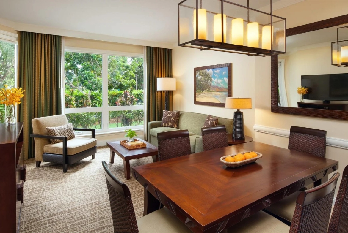 The Westin Princeville Ocean Resort Villas Living and Dining Area