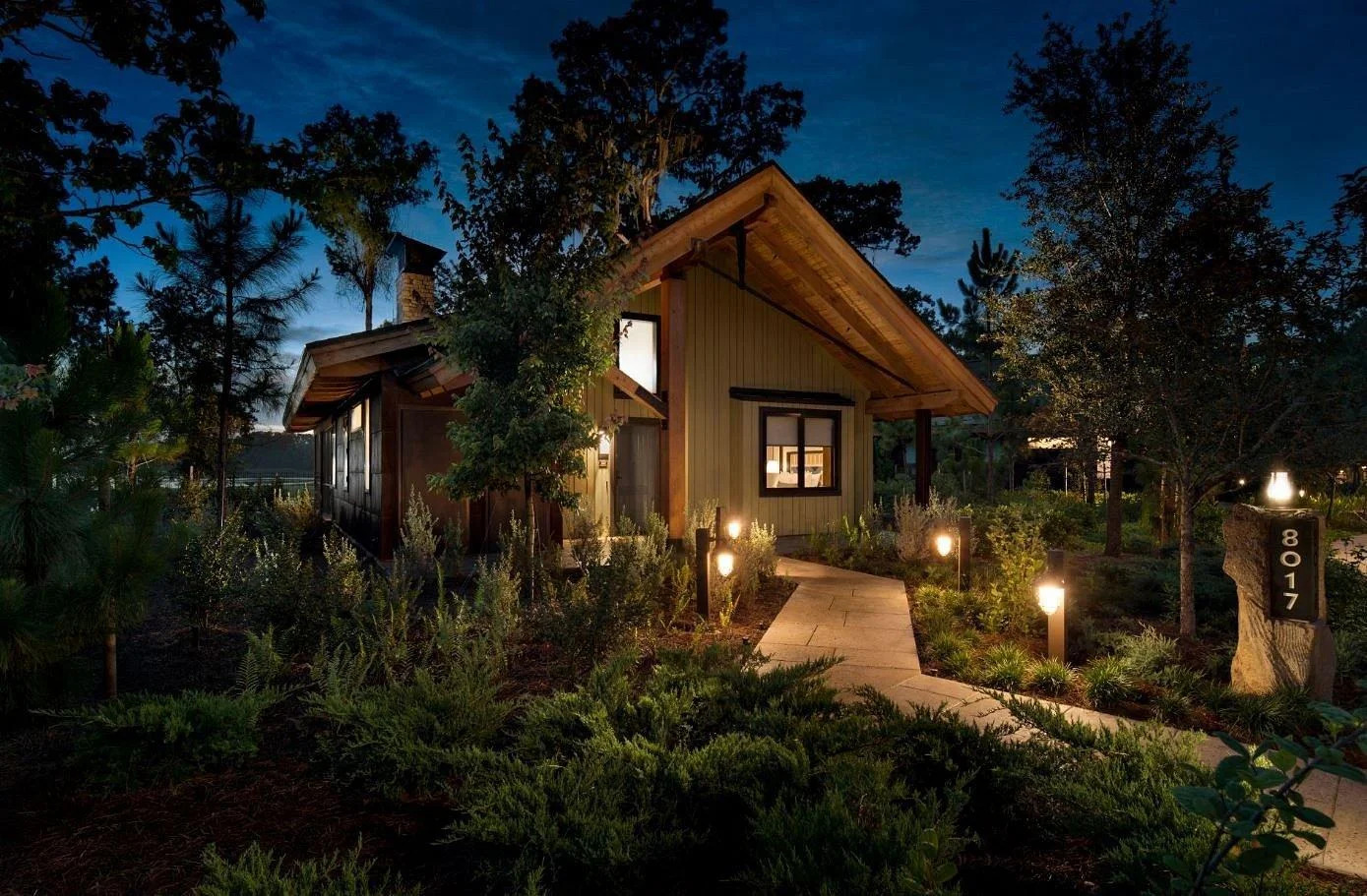 Cabin at night