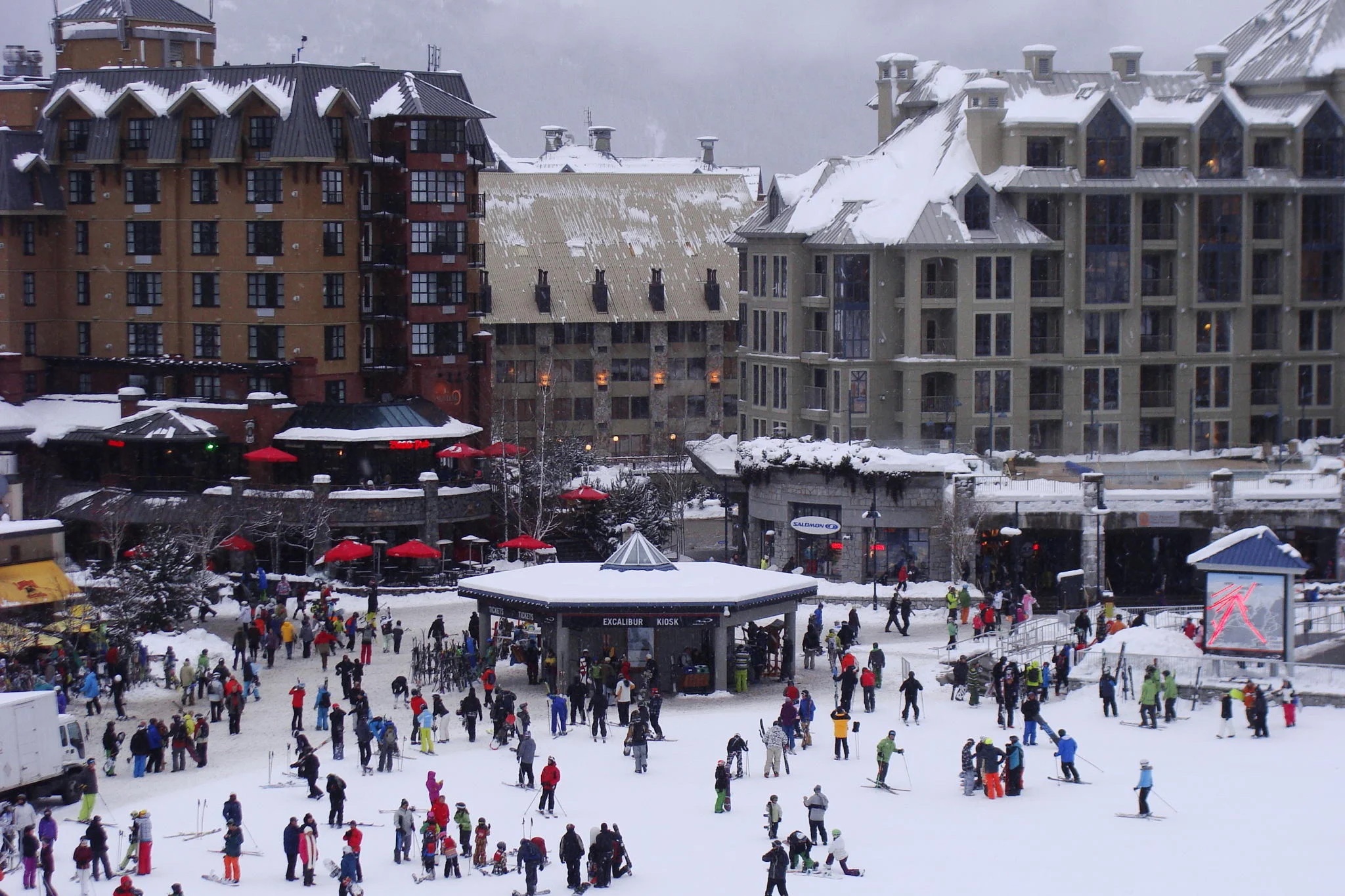 skiing at village